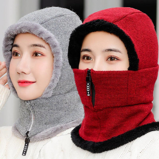1pcs Frauen-Winter-Strickmütze, Pelz gefüttert warme Wintermützen für Frauen mit Reißverschluss