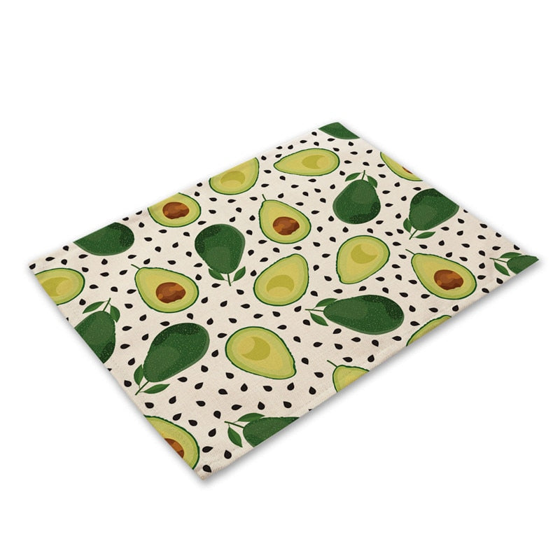 Tropische Avocadomuster Küchentischset aus Baumwolle