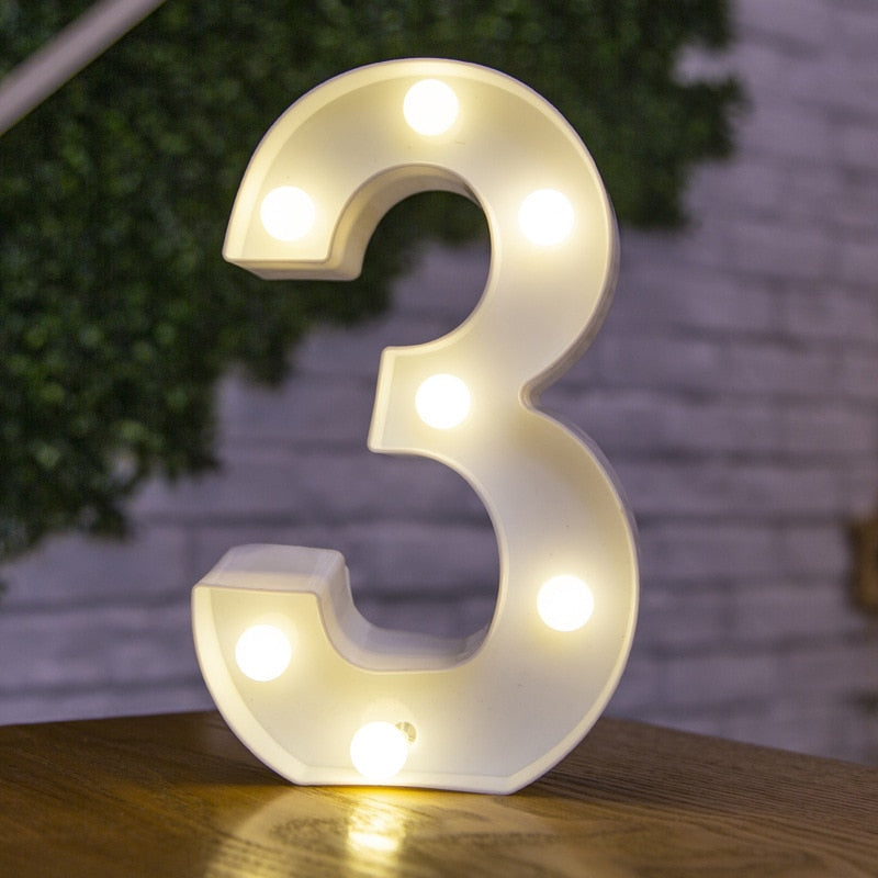 Alphabet Buchstaben LED-Leuchten, Leuchtzahl Lampe, Dekor Batterie, Nachtlicht für Zuhause Hochzeit Geburtstag Weihnachtsfeier Dekoration