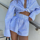 Kryptographische Mode lässig gestreiften Bluse Shirts und Shorts, Top Sommeroutfits für junge Damen