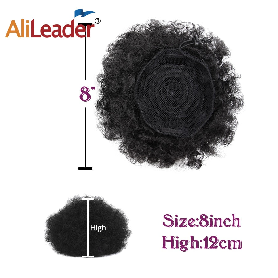 Alileader Synthetische Haarknoten, Afro Kordelzug Pferdeschwanz Flauschige, Afro Puff Haarknoten, Clips im Haarschwanz Pferdeschwanz Zubehör 1St