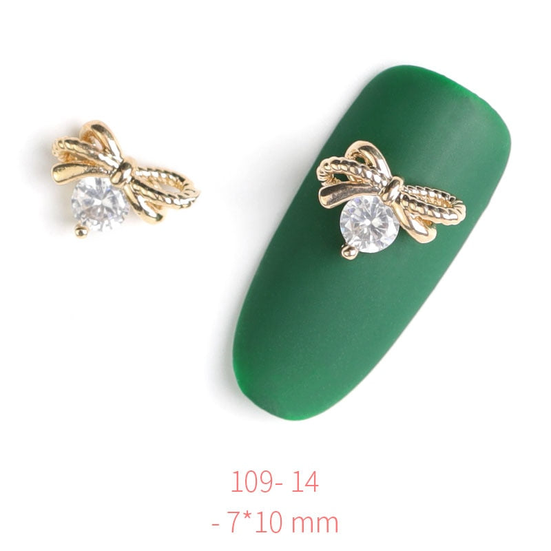 HNUIX 2Pieces 3D Metal Nail art Jewelry Japanese Nail Decorations Top Quality Crystal Manicure Zircon Diamond Charms Pendants