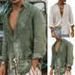 Einfarbig Herren Casual Baumwolle Leinen Shirts-Stehkragen, Frühling - Herbst Shirts mit langen Ärmel