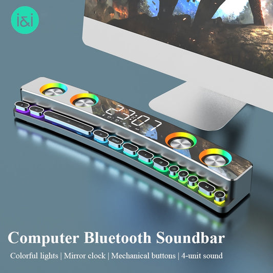 Tragbares Drahtloses Spiel Soundbar, USB 3D Stereo Subwoofer AUX FM Haus Digitaler mit Lautsprecher Tastatur Abkürzung für PC, Laptop,Tablets,Desktop,Handy