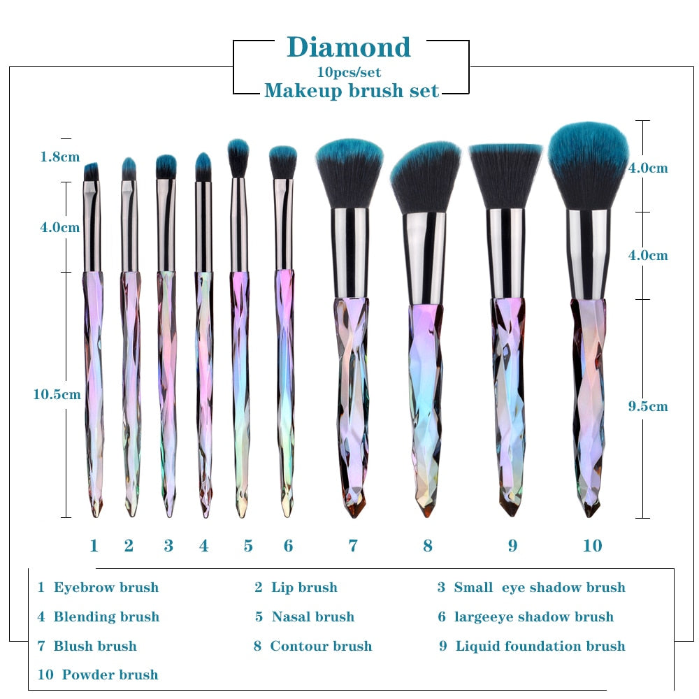 Diamant-Make-up-Pinsel-Set Kosmetik-Rouge-Pinsel, Puder-Grundierungs-Pinsel