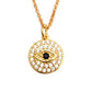 Lucky Eye Eulenherz Fatima Handpantoffeln Türkischer Böser Blick Anhänger Halskette Kupfer Goldfarbe, Langkettige Halskette für Frauen BE132
