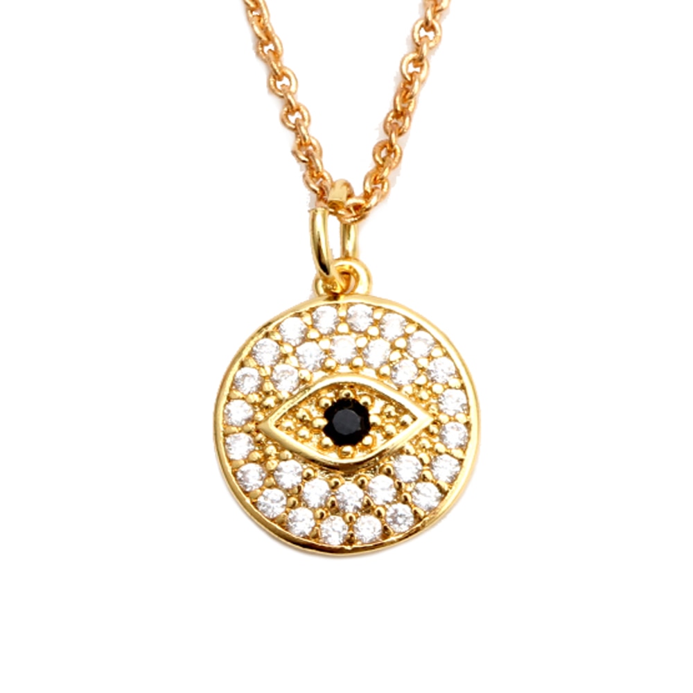 Lucky Eye Eulenherz Fatima Handpantoffeln Türkischer Böser Blick Anhänger Halskette Kupfer Goldfarbe, Langkettige Halskette für Frauen BE132