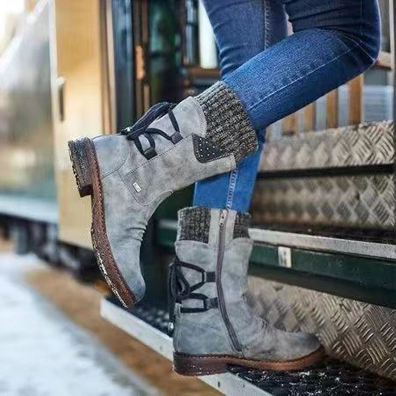 2023 Warme Damen Wildleder Schnee Stiefel, Outdoor Stiefel
