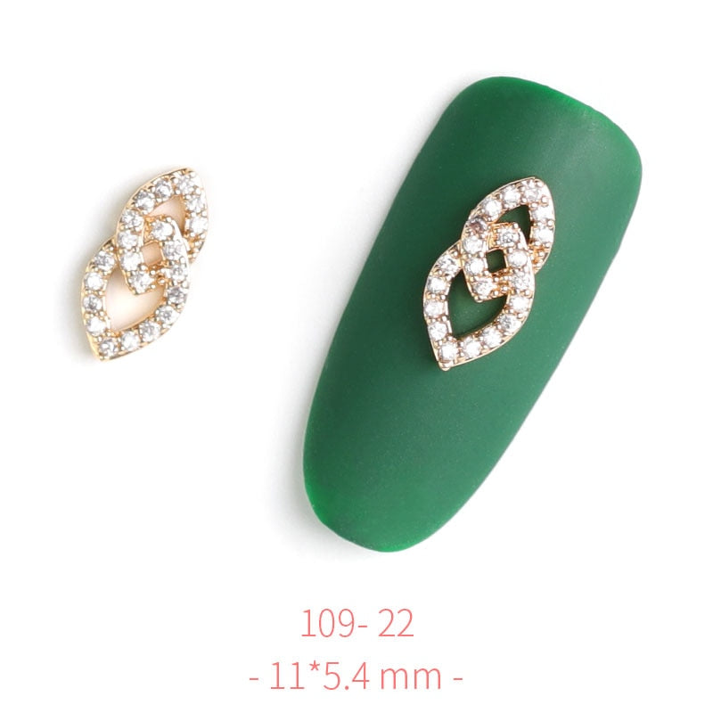 HNUIX 2Pieces 3D Metal Nail art Jewelry Japanese Nail Decorations Top Quality Crystal Manicure Zircon Diamond Charms Pendants