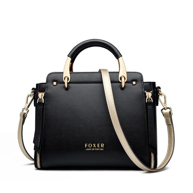 FOXER Handtaschen für Damen, echtes Leder, Umhängetasche