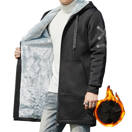 2023 Männer Winter Verdicken Fleece Jacke mit Kapuze