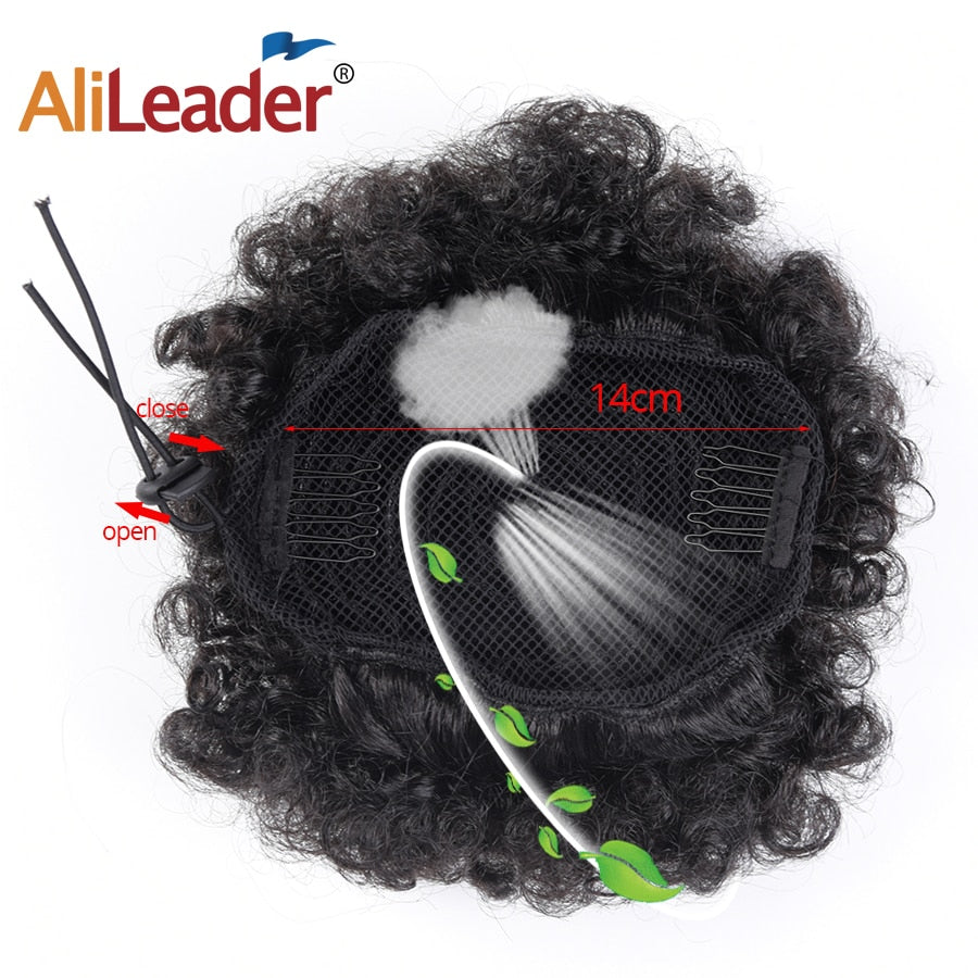 Alileader Synthetische Haarknoten, Afro Kordelzug Pferdeschwanz Flauschige, Afro Puff Haarknoten, Clips im Haarschwanz Pferdeschwanz Zubehör 1St