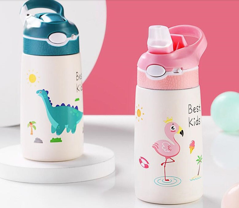 400ML Kinder Thermoskanne Wasserflasche Kinder Thermosbecher Baby Entenschnabel Strohhalm 316 Edelstahl Vakuumflaschen Tumbler Thermobecher