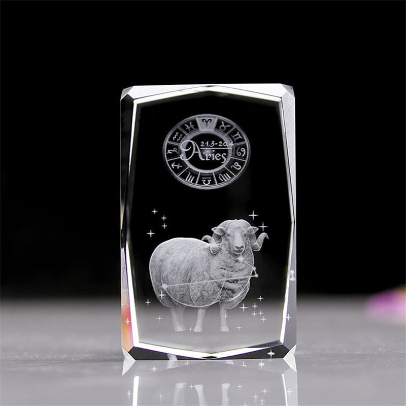 3D Sternzeichen Stern Kristallwürfel, Lasergravur Glasblock Figuren Miniaturen Handwerk Home Decor Geburtstag Geschenk