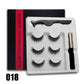 3 Paar 3D-magnetische Wimpern und flüssiger Eyeliner-Kit, natürlicher Look