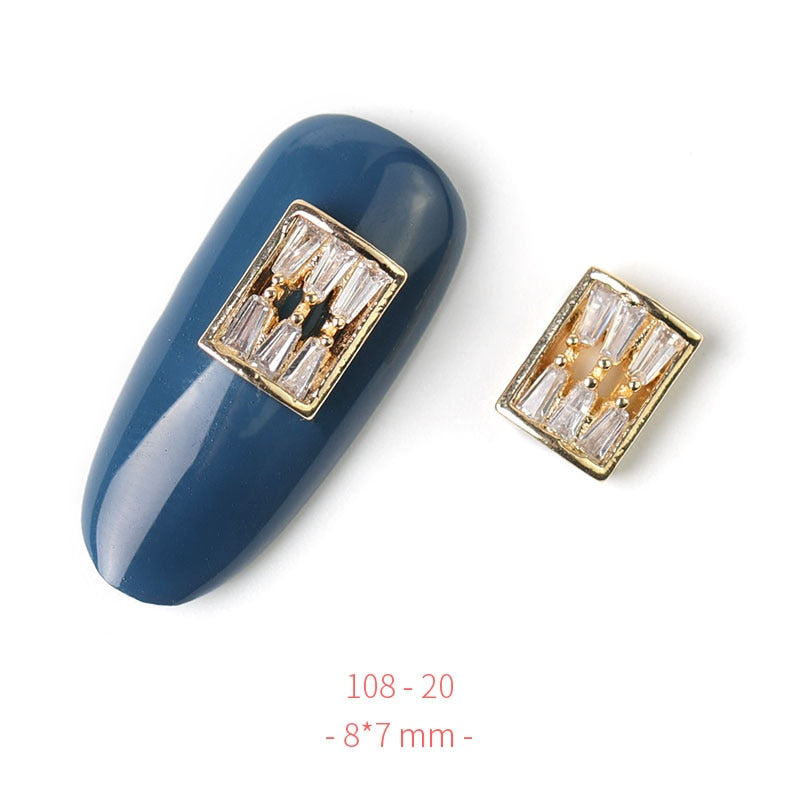 HNUIX 2Pieces 3D Metal Nail art Jewelry Japanese Nail Decorations Top Quality Crystal Manicure Zircon Diamond Charms Pendants