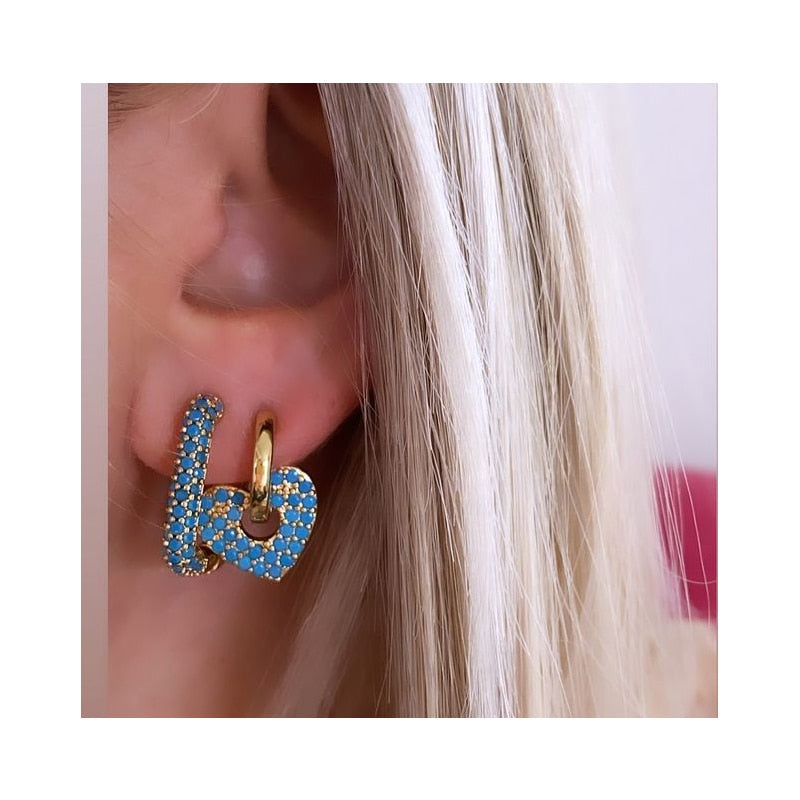 1 stück CZ kristall kleine creolen Exquisite Gold Farbe Stern-Herz, nette Damen Ohrringe für Geschenke