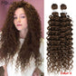Afro Kinky Curly Hair Wave Synthetisches Haar Hitzebeständig Deep Wave Hair Bundles Extensions Braun 2Pcs / Lot 26Inch