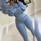 Damen Zweiteiler Basic Sweatshirt +  Lässige Sportliche Leggings
