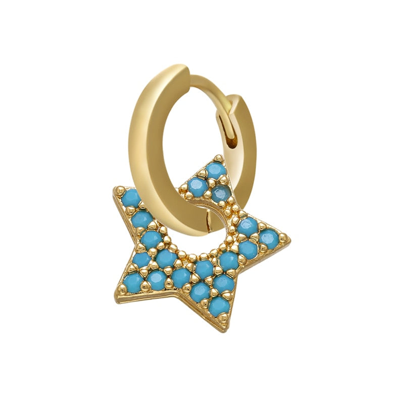 1 stück CZ kristall kleine creolen Exquisite Gold Farbe Stern-Herz, nette Damen Ohrringe für Geschenke