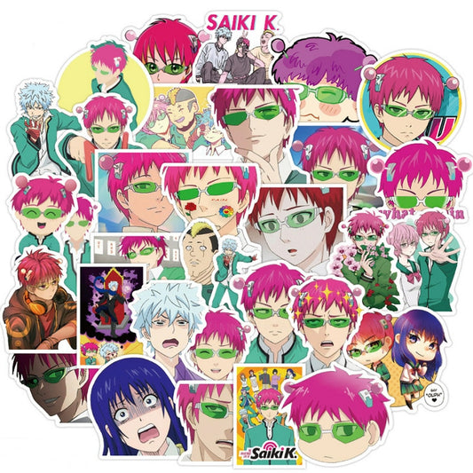 50Pcs Anime The Dis50Pcs Anime Aufkleber für Laptop,  Skateboard, Motorrad Kinder DIY Spielzeugastrous Life of Saiki K Stickers Decals Saiki Kusuo Sticker For Laptop Skateboard Motorcycle Kids DIY Toys