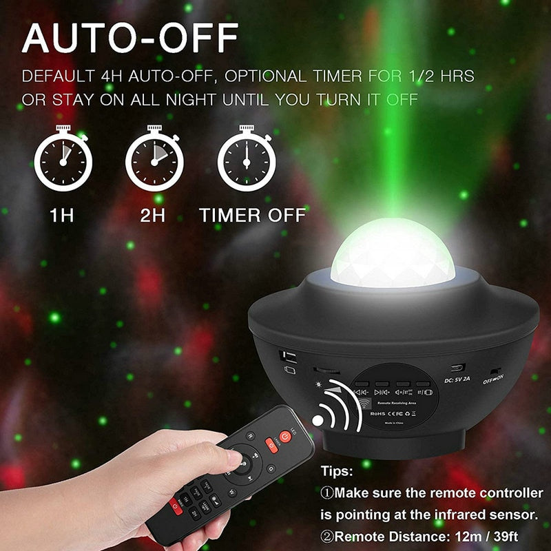 LED Sternenhimmel Projektor Nachtlicht Galaxy Star Projektor Ocean Wave, Nachtlampe mit Musik Bluetooth Lautsprecher für Kinder