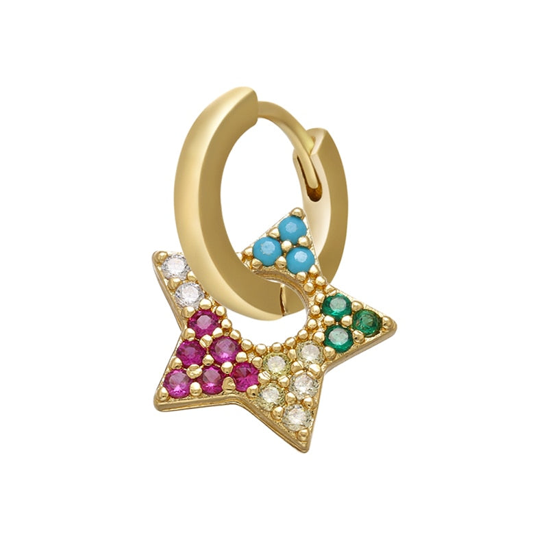 1 stück CZ kristall kleine creolen Exquisite Gold Farbe Stern-Herz, nette Damen Ohrringe für Geschenke