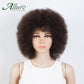 Flauschige Afro Kinky Curly Perücke für schwarze Frauen, Remy brasilianisches menschliches Haar kurze freche menschliche Haarperücken natürliches Braun