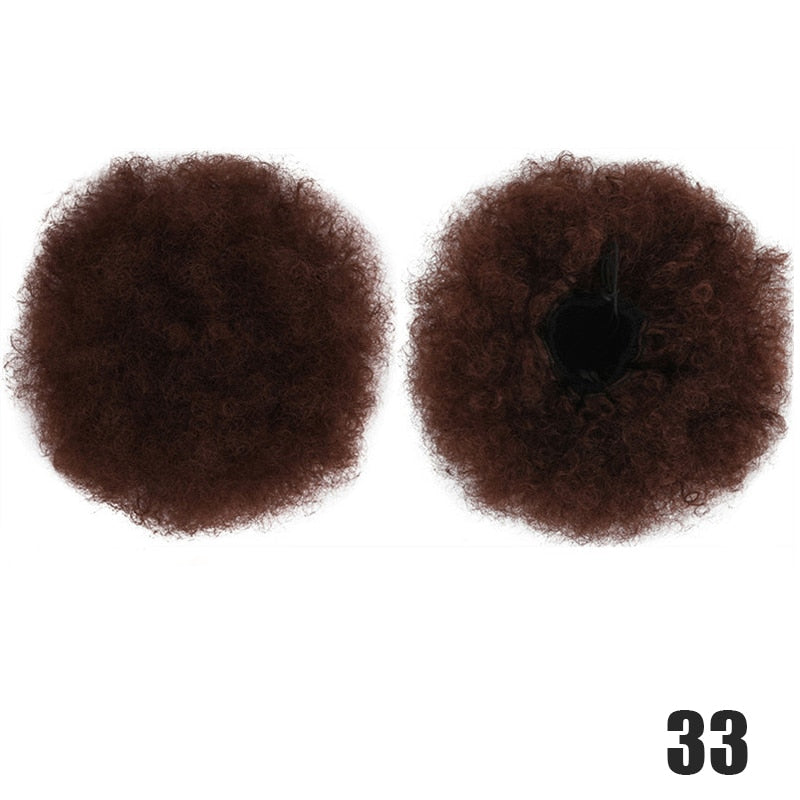 Synthetische Puff Afro Lockig Chignon Perücke Pferdeschwanz Kordel Kurz Afro