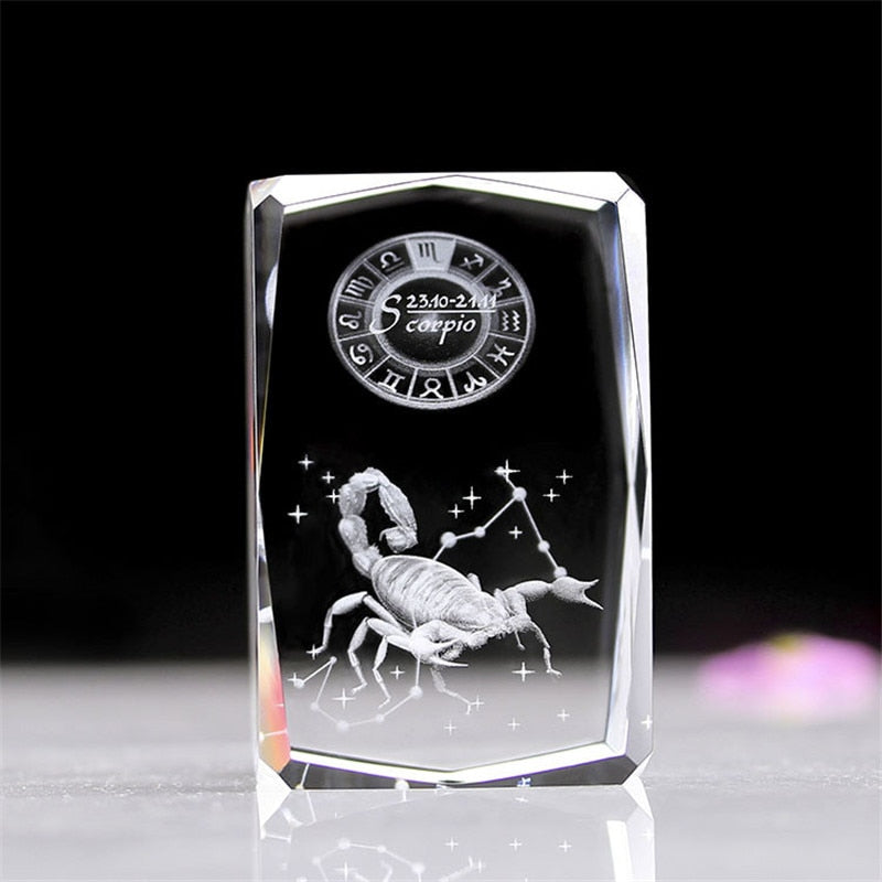 3D Sternzeichen Stern Kristallwürfel, Lasergravur Glasblock Figuren Miniaturen Handwerk Home Decor Geburtstag Geschenk