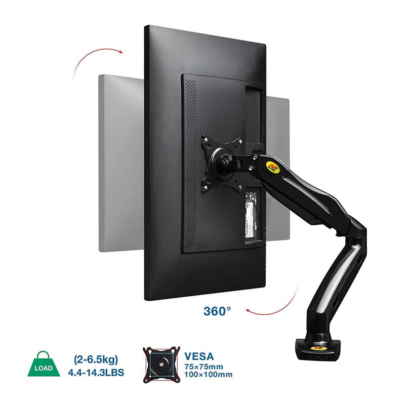 Full Motion Desktop-Halterung, LCD-TV-Gasfederarm, TV-Monitorhalterung Geeignet für 17-27-Zoll-Monitore