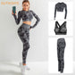 3 Teile / satz Damen Camouflage Yoga Set, Yoga-Leggings für Frauen, gestreifte Kompressionshose