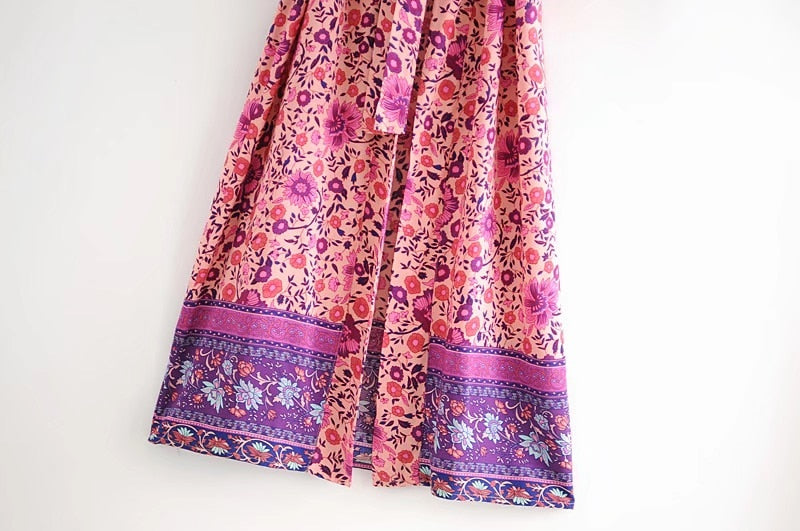 Langes Kimono Hemd mit Blumendruck