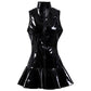 Frauen Sexy Schwarz Kunstleder Kleider DS Kostüm Jazz Dance Oberbekleidung Latex Kostüm Clubwear Größe S-XXL