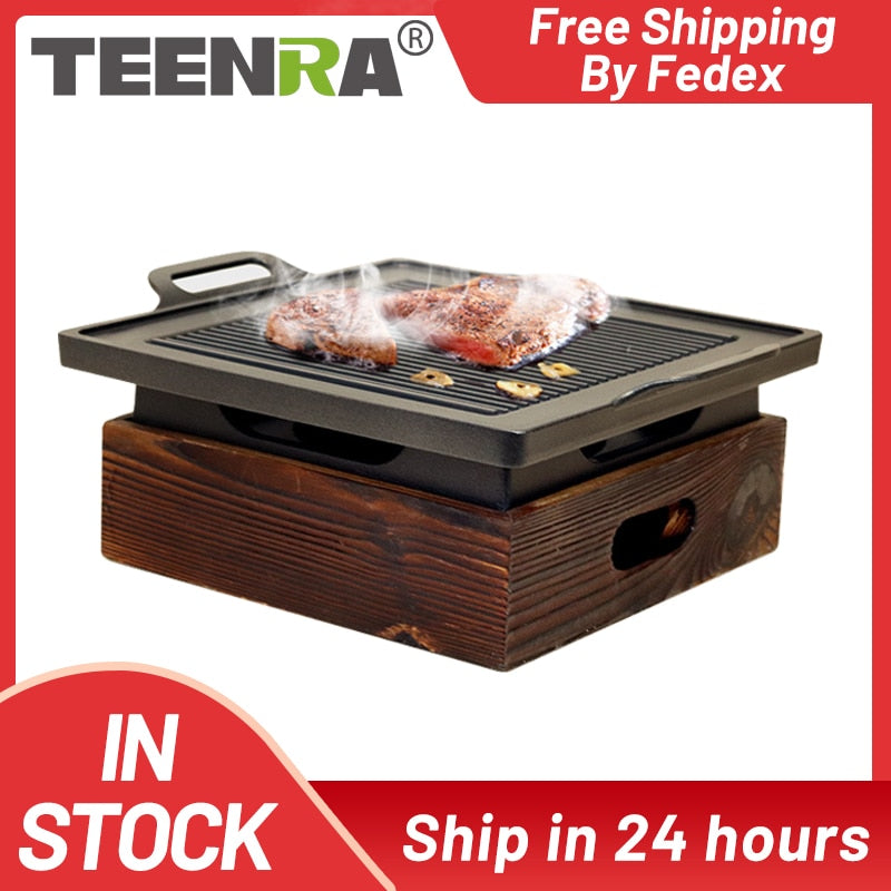 Tragbarer BBQ-Grill Koreanischer japanischer Barbecue-Grill, Antihaft Holzkohle-BBQ Ofen