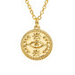 Lucky Eye Eulenherz Fatima Handpantoffeln Türkischer Böser Blick Anhänger Halskette Kupfer Goldfarbe, Langkettige Halskette für Frauen BE132