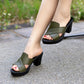 Damen High Heels Hausschuhe Sandalen, Freizeitschuhe Obermaterial aus echtem Leder, Rindsleder
