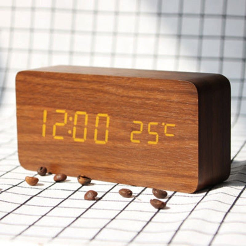 Dual Display Smart Digital LED, Wecker Temperatur Sprachsteuerung, Multifunktions-elektronischer Kalender