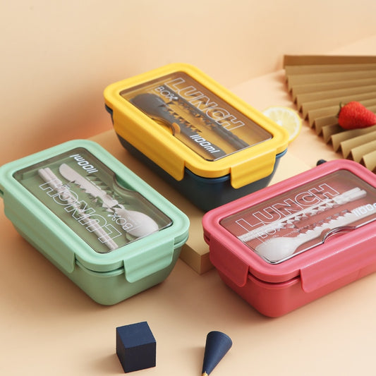 850 ml/1100 ml tragbare Lunchbox Lebensmittelbehälter Mikrowelle geeignet, Bento-Boxen Lunchbox mit Besteck-Sets