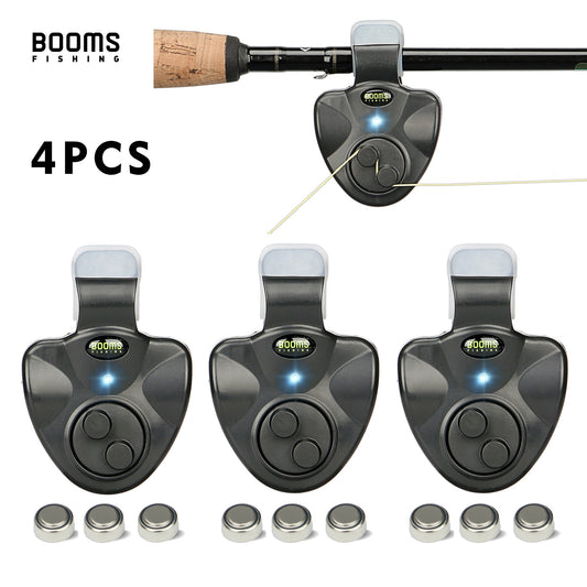 Booms Fishing E01 Fischbissanzeiger, elektronischer Summer an der Angelrute mit lauter Sirene, Tages- und Nachtanzeige mit LED-Licht