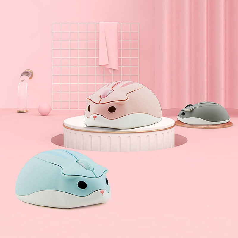 Nette Cartoon Drahtlose Maus für Kinder-Macbook mit Rosa Hamster Design, Tragbare USB Optische Computer Maus