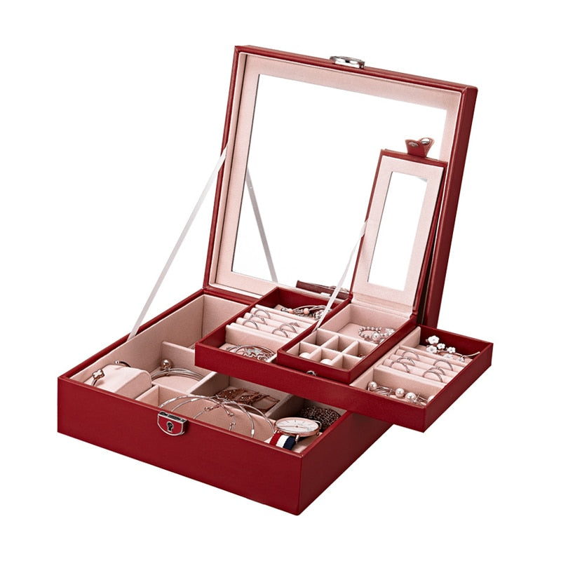 Casegrace Multi-Layer Jewelry Box Organizer, Samt-Aufbewahrungsbox für Uhren, Ohrringe & Halsketten