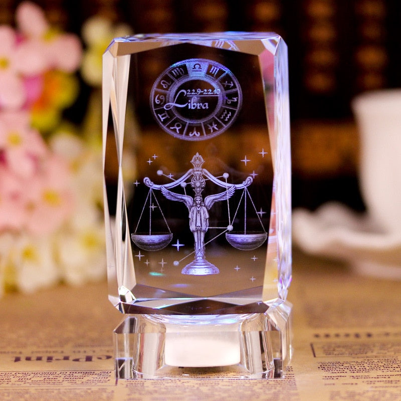 3D Sternzeichen Stern Kristallwürfel, Lasergravur Glasblock Figuren Miniaturen Handwerk Home Decor Geburtstag Geschenk