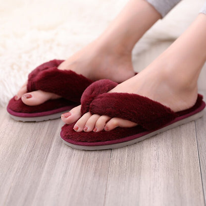 Herbst Winter Frauen Hausschuhe Indoor Boden Flip Flops Mode Pelzigen, warme Pantoffel, Weiche Baumwolle