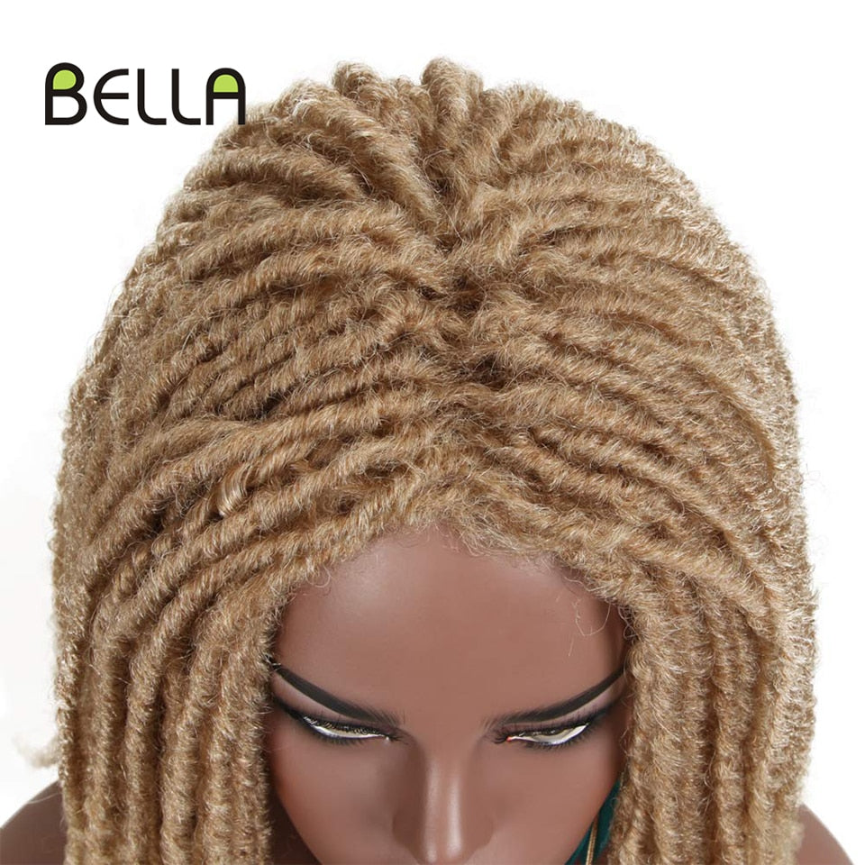 Bella Synthetische Perücke für schwarze Frauen 22quot; Gehäkelte Perücke Zöpfe, Twist Jumbo Dread Faux Locs lange Afro-Perücke Dreadlock-Haar-Flechtperücke