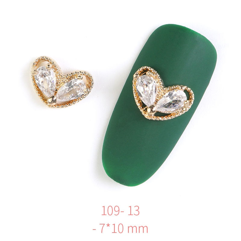 HNUIX 2Pieces 3D Metal Nail art Jewelry Japanese Nail Decorations Top Quality Crystal Manicure Zircon Diamond Charms Pendants