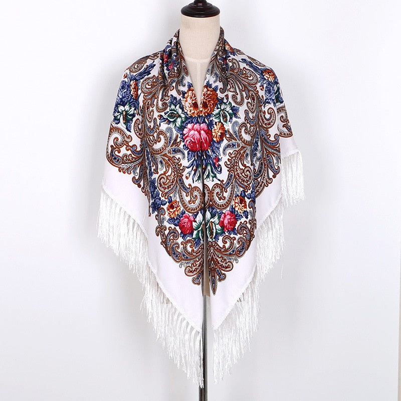 130 * 130cm Damen Traditioneller Schal, Baumwollethnische Art
