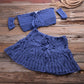 Handgestricktes Sommer Strandkleid-Set, zweiteiliges Set mit aushöhlen Crop Top Minirock