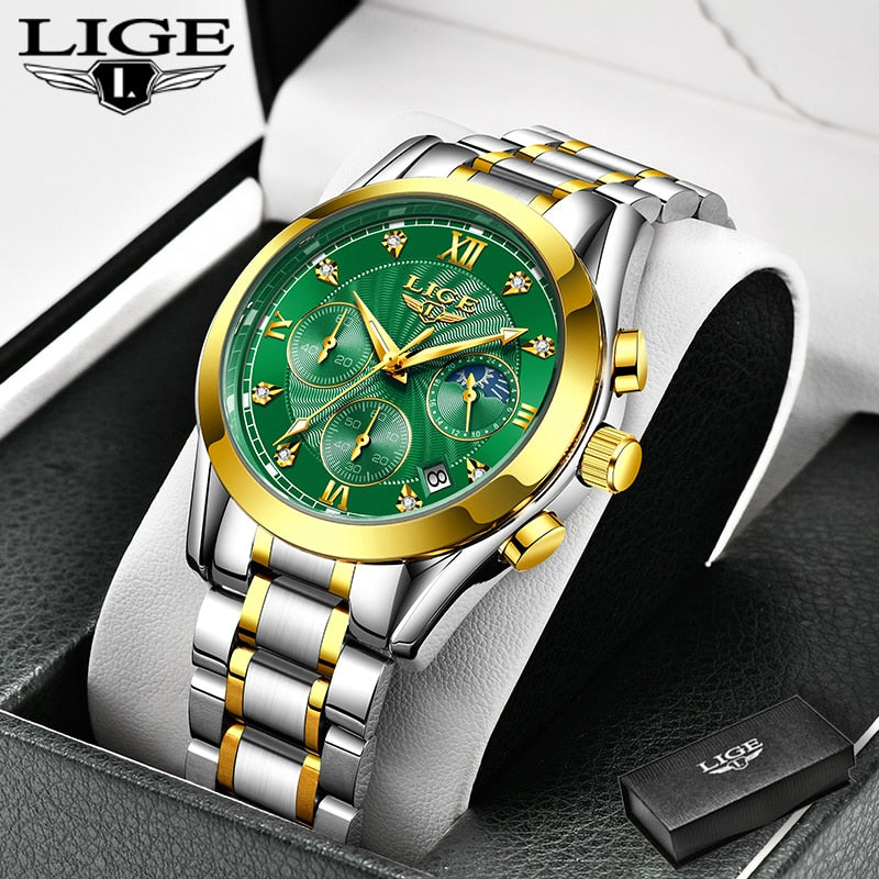 LIGE 2022 Neue Gold Uhr, Frauen Uhren Damen Kreativ Stahl, Armband Uhren Frauen Wasserdicht