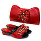 2023 neuestes italienisches Design Mode afrikanische Frauen, niedrige Ferse bequeme Schuhe und Taschen Set